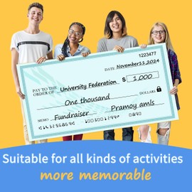 30"x16" Jumbo Blank Event Check Poster - Dry Erase Ceremonial Display Board for Awards Banquets & Fundraising Presentations, Foldable Charity Donation Prop