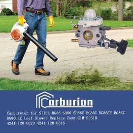 Carburionix High Quality BG86 Carburetor for STIHL SH86 SH86C BG86C BG86CE BG86Z BG86CEZ Leaf Blower - Replace Zama C1M-S261B 4241-120-0623 4241-120-0616,with HD2 Air Filter