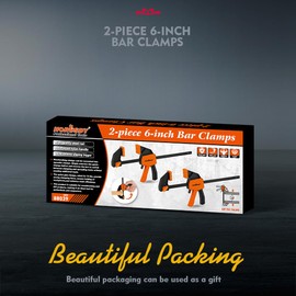 HORUSDY 6" Mini Bar Clamps for Woodworking - 2 Pack Quick Clamps F Clamp with 75 LBS Load Limit