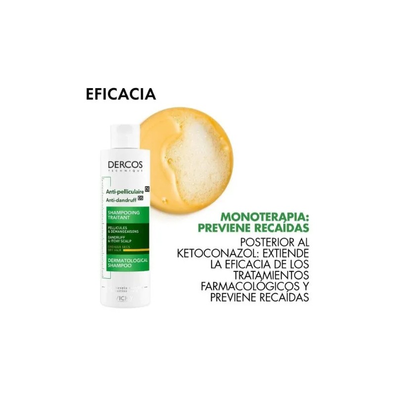 Shampoo Tratamiento Anticaspa en botella Vichy Dercos sin Parabenos Para