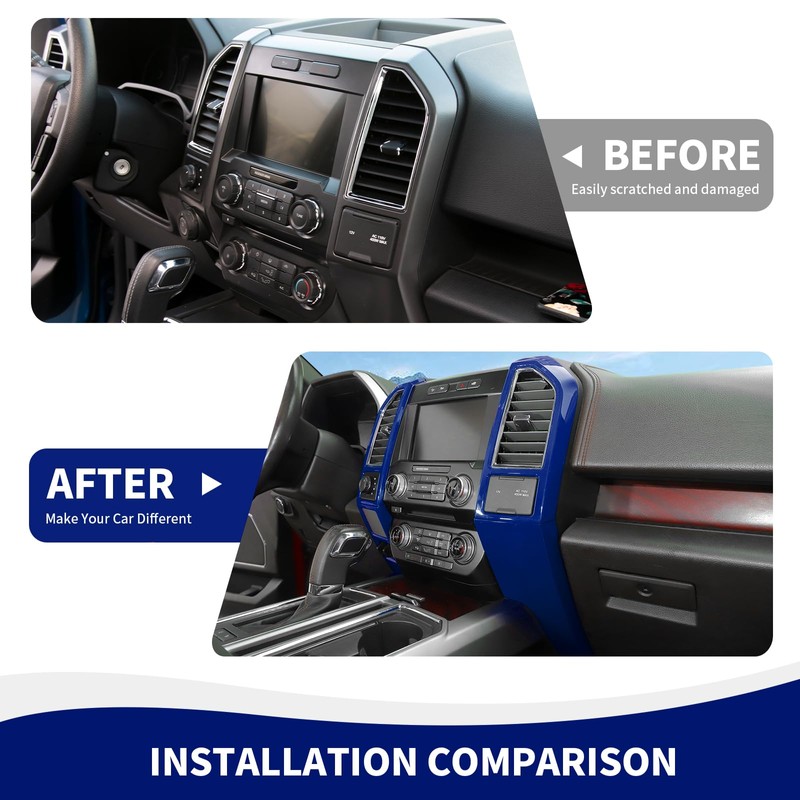 RAZPOY for F150 Interior Trim Kit, 4PCS Center Console AC
