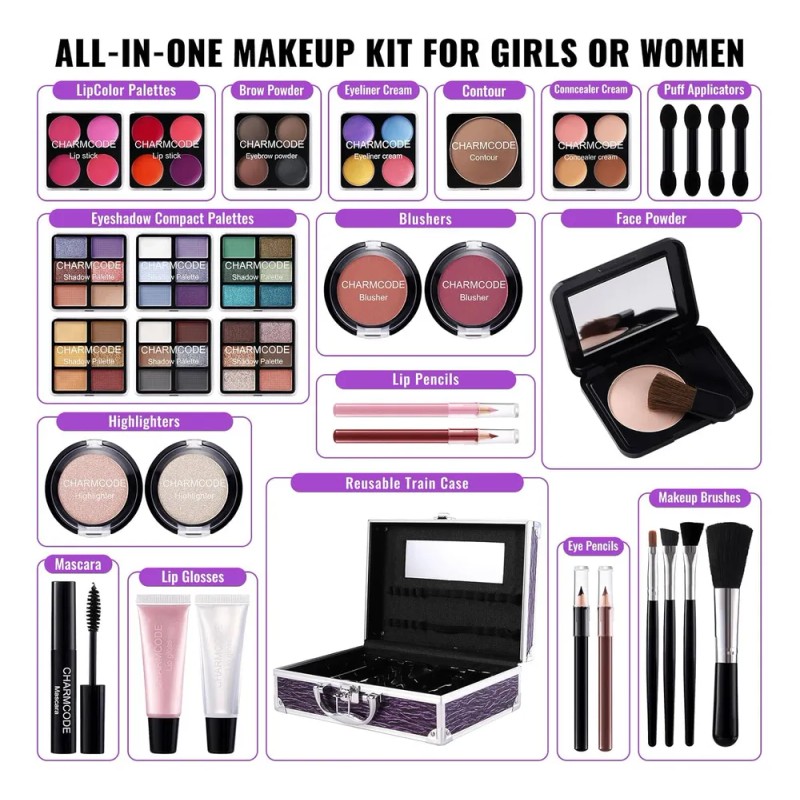 Set De Maquillaje Profesional Todo En Uno Charmcode Morado
