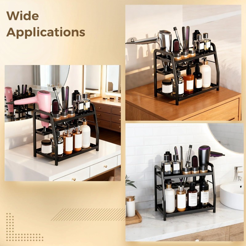 Hair Tools Organizer, 2-Tier Storage Countertop Organizer with Multiple Compartments