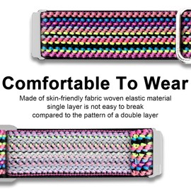 Blueshaweu for CMF Watch Pro 2 Band, 22mm Stretch Elastics Nylon Adjustable Replacement Strap Accessories for Men & Women Compatible for CMF Watch Pro, Watch Pro 2 Smartwatch (Bohe Rainbow)