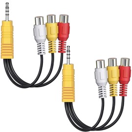 3.5 mm Male to 3 RCA Female, AV Adapter, 15 cm 2-Pack 3.5 mm Male to Triple RCA Female Audio/Video Splitter Adapter