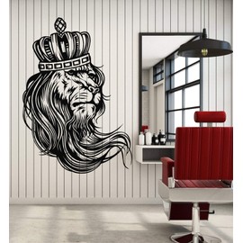 Vinyl Wall Decal Crown Animal Cat Lion Mane Predator King Stickers Mural Large Decor (g2459) Black
