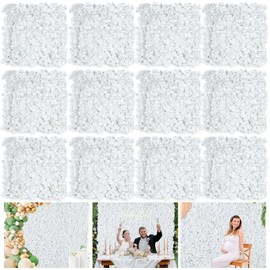 PSHDG HOME Flower Wall Panels White Backdrop: Artificial Flower Wall Backdrop 5ft by 7.5ft Hydrangea Floral Wall for Wedding Party Decoration (24 Pcs 15 x 15 Inch)