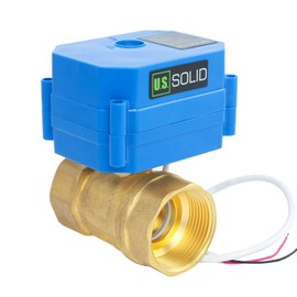 U.S. Solid 1 1/4" Motor Ball Valve Brass 2 Way Electric Ball Valve 9-24V DC, DN32, 2 Wires, Automatic Return NC