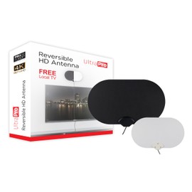 UltraPro Reversible Indoor HD TV Antenna, 4K/8K Ultra HD Read, Paintable Black/White Flat Design, VHF/UHF Reception, NEXTGEN TV Compatible, Easy Setup for Wall or Window Mount, 84813