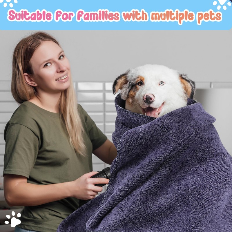 GSrenyu 2 Pack Dog Towels, Large Dog Towels for Drying