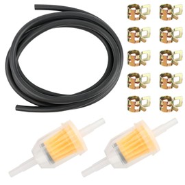 Fuel Line, Motorcycle Fuel Hose Kit, 2 Metre Fuel Line, 2 m Fuel Hose Diameter 4.8 mm, with 10 Pieces Hose Clamps and 2 Pieces Fuel Filter for Car Motorcycle Scooter