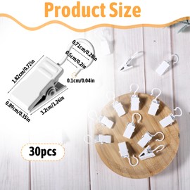 30 Pcs Curtain Clips with Hooks, Heavy-Duty Metal Hook Clip Curtain Hangers Clip Small Metal Shower Clip Hook Party Awning Lights Hanger Hooks Stainless Steel for Hanging