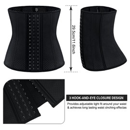 PYGHAP Women's Latex Waist Trainer Steel Boned Underbust Waist Cincher Shapewear Corset Sport Body Shaper (Black-9 Steel Bones, Large)