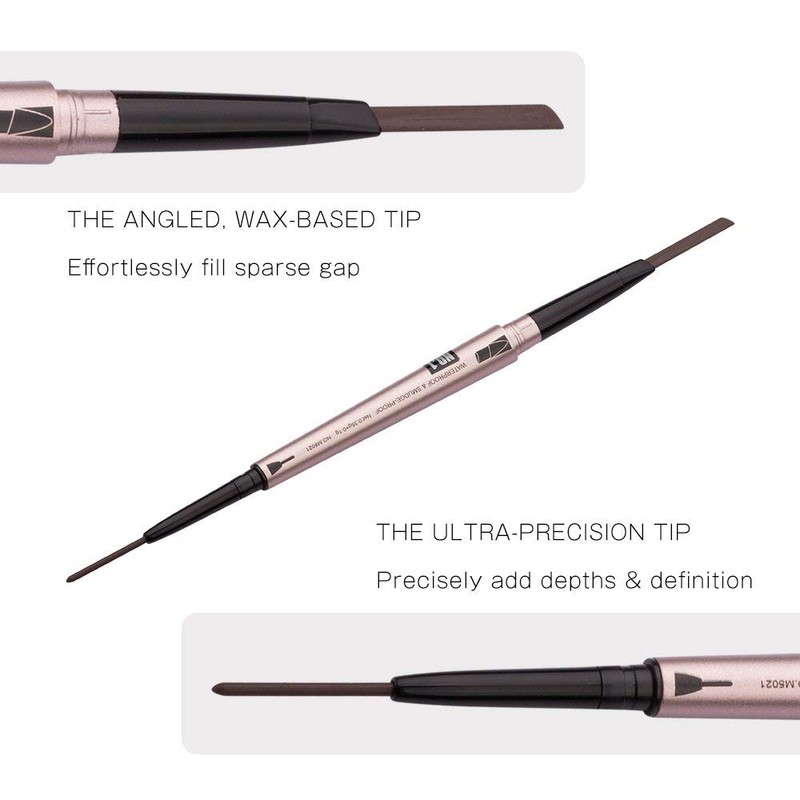 HeyBeauty Eyebrow Pencil with Brow Brush, Double Ended Eyebrow Pen,