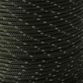 2mm Paracord Reflective Micro Cord Strong Bushcraft Lanyard Camping Hiking DIY (Black, 5 meters)
