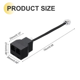 MECCANIXITY Phone Jack Splitter, RJ11 6P4C Telephone Line 2 Way Splitter Adapter for Landline, 0.5ft, Black