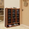FTUREPAC 8-Tier Bamboo Shoe Storage Cabinet with Doors, 24 Pair