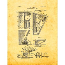 Automatic Fire Alarm Patent Print Golden Look (18" x 24") M15516