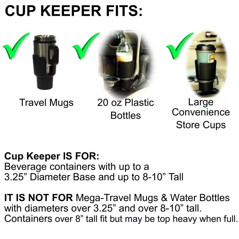 Gadjit Cup Keeper Cup Holder Adapter, Fits Most Vehicles, Black
