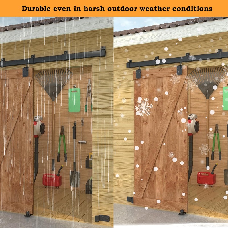 SongYung 6FT Black Box Rail Exterior Barn Door Hardware Kit,