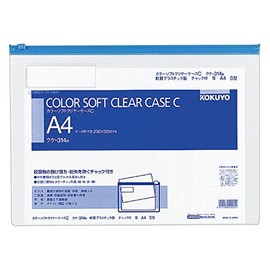 Kokuyo Kuke-314B Clear Case, Color Zipper, Soft Type, A4, Blue