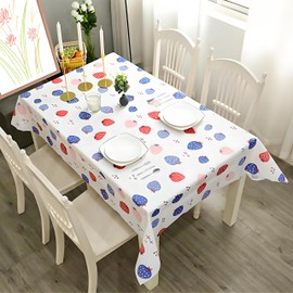 Plastic Tablecloth 137*180cm Waterproof PVC Table Cover - Rectangular Strawberry Fruit Design, Wipeable, Oil-Resistant for Indoor/Outdoor Party, Picnic
