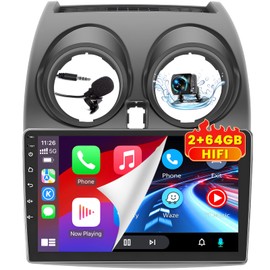 [2+64G] Hikity Android 13 Car Stereo for 2006-2016 Nissan Rogue Qashqai Radio with Wireless Carplay Android Auto, 9 Inch Touch Screen GPS, SWC, HiFi, WiFi, Bluetooth, FM, Backup Cam, Mic, Black
