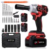 BRPOM 21V Cordless Electric Impact Wrench Gun 1/2'' with 2x