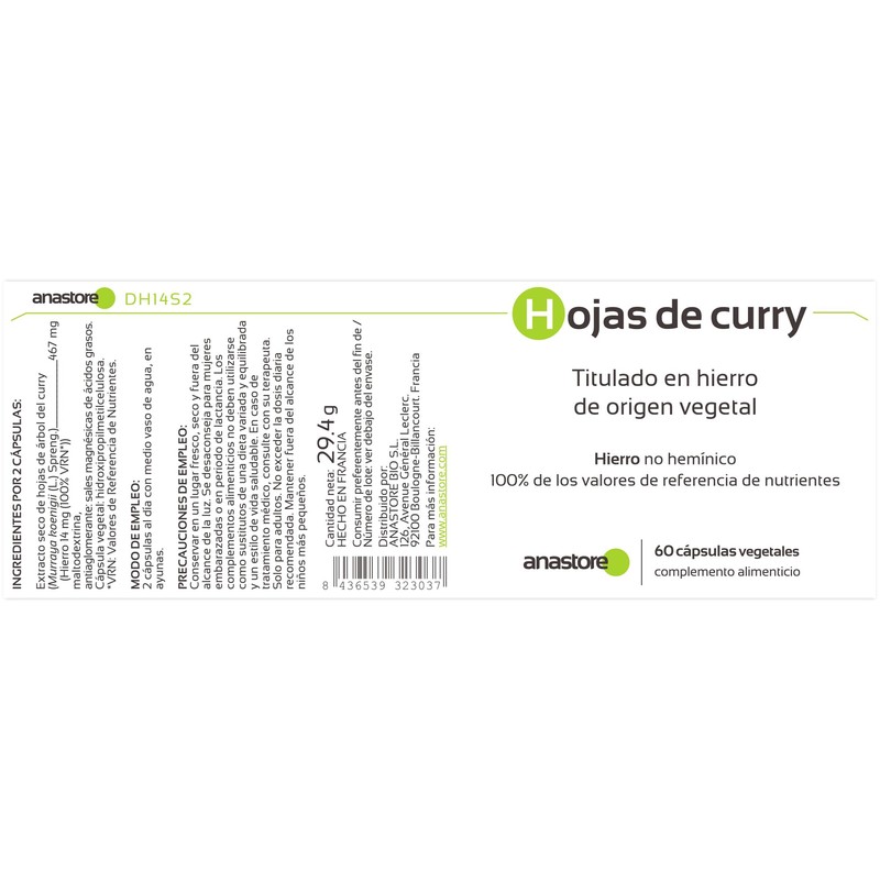 Iron from plant origin (Murraya Koenigii) * 233.5 mg /