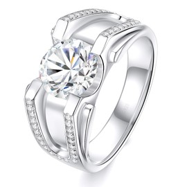 ceerom 1.5CT Moissanite Engagement Ring S925 Sterling Silver with 18K White Gold Plated D Color VVS1 Clarity Round Cut Vintage Wedding Band Genuine Moissanite Promise Ring Size 7