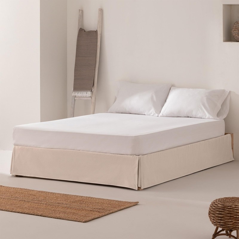 100 x 190/200cm Box Spring Bed Frame Cover 100cm Natural