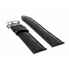 Ewatchparts 22mm Leather Watch Band Strap Deployment Clasp Bracelet Compatible With Certina Watch Black