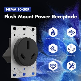 Micmi NEMA 10-50R Power Receptacle Outlet 50 Amp 250V Power Outlet, Heavy-Duty 50A, for Welders, Plasma Cutters, Electric Ranges, Dryers, and More UL Listed (NEMA 10-50R)