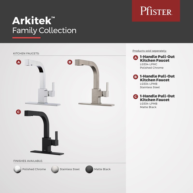 Pfister Arkitek Kitchen Faucet with Pull Out Sprayer, Single Handle,