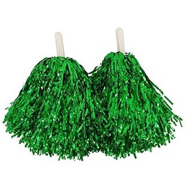 Set of 2 Glitzy Cheerleader Pom Poms in Green