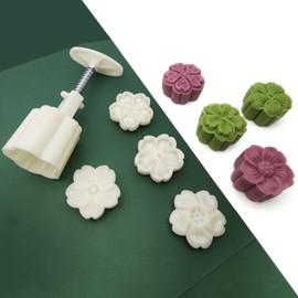 クッキースタンプ ムーンケーキ型スタンプ クッキープレス 秋中のお祭り DIY デコレーション プレス クッキーカッター 型 ラウンド クッキー ビスケットカッターセット フォンダンケーキデコレーション (5 slices of flowers 4 pieces, 50g)