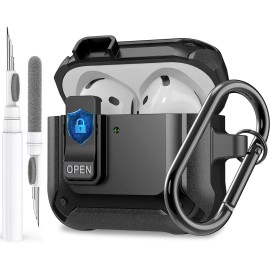 Olytop Airpods 4th Gen Case with Lock Clip Protective Hard Shell with Carabiner&Clea