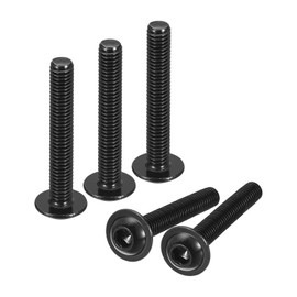 sourcing map Flanged Button Head Socket Cap Screws, 25pcs M6x40mm 304 Stainless Steel Black Oxide Socket Drive Fasteners Bolts, Fully Thread Machine Screws