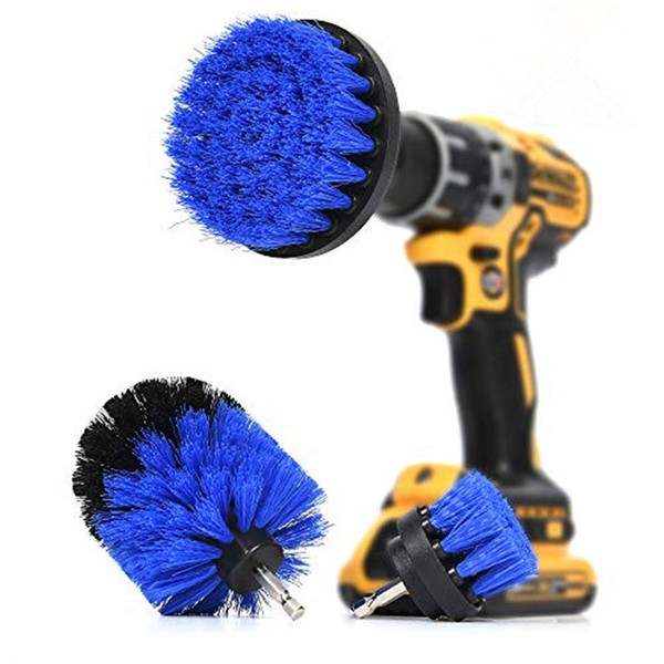 ORIGINAL Drill Brush 360 Attachments 3 pack kit -Blue All purpose Cleaner Scrubbing Brushes for Bathroom surface, Grout, Tile, Tub, Shower, Kitchen, Auto,Boat Fiberglass