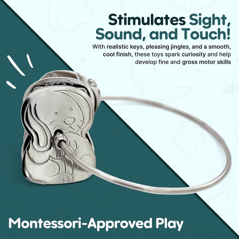 Made in USA Stainless Steel Toy Keys, Baby Rattle, Teether