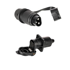 BEIJISTAR 3 Pin Trailer Plug & 3 Pin Trailer Socket, 3 Pin Tractor Plug, 12V Waterproof 3 Pin Trailer Plug Socket Connector, for Truck RV Cars Boat Caravan Tractor (4 Mount Points)