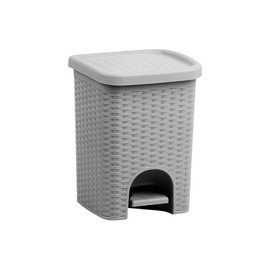Superio 6L Step Pedal Trash Can - Wicker Design, Hidden Mechanism, Durable Plastic, Ideal for Desktop, Countertop, Pet Waste - Grey