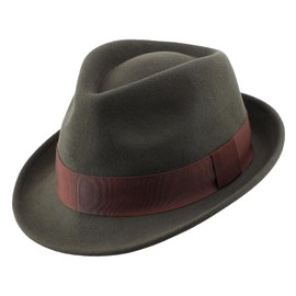 Decentron Men's Wool Felt Winter Hat Short Brim Fedora Hat Olive Green Large