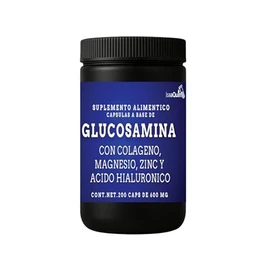 IsaaQuim Glucosamina con Colágeno, Citrato de Magnesio, Zinc y Ácido Hialurónico | 200 Cápsulas de 600 mg | Por Porción: 250 mg Glucosamina, 33 mg Áci