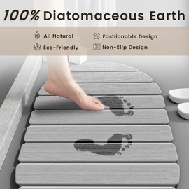 Mpupmiao Foldable Stone Bath Mat - Super Absorbent Diatomaceous Earth Mat, Non-Slip Quick-Drying Stone Bath Mats for Bathroom Floor/Kitchen Counter, Easy to Clean, 24" x 16", Light Gray