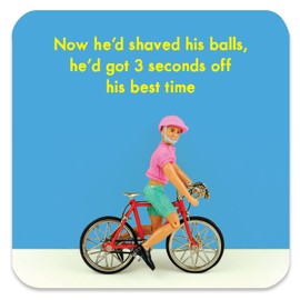 Bold & Bright - Funny 'Shaved Balls' Coaster - Small Gift Ideas For Him Dad - Friends Birthday - Male Colleague Work Office - New Home Gift - Presents For Men - Sold By Brainbox Candy