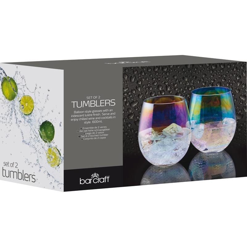 BarCraft Rainbow-Pearl Iridescent Bechergläser, 2er Set, 600ml, Geschenkbox