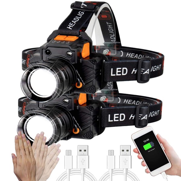 LED Rechargeable Head Lamp Motion Sensor Headlamp Super Bright High