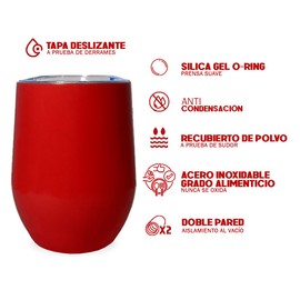 Waycup | Termo | Termos Para Agua | Termo De 12oz - 355 ml - Tapa Antiderrame | Vaso - Taza Para Café | Termos Para Café | Frio - Caliente | Termo Para Mujer - Termo Para Hombre (Rojo)