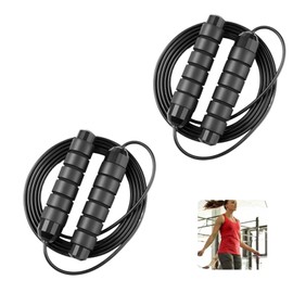 2pcs, Free Rapid Speed Jumping Rope with Adjustable Foam Handles for Fitness, Steel Jump Ropes for Women, Men, and Kids, Black, Load Skipping Rope, Exercise to Lose Weight